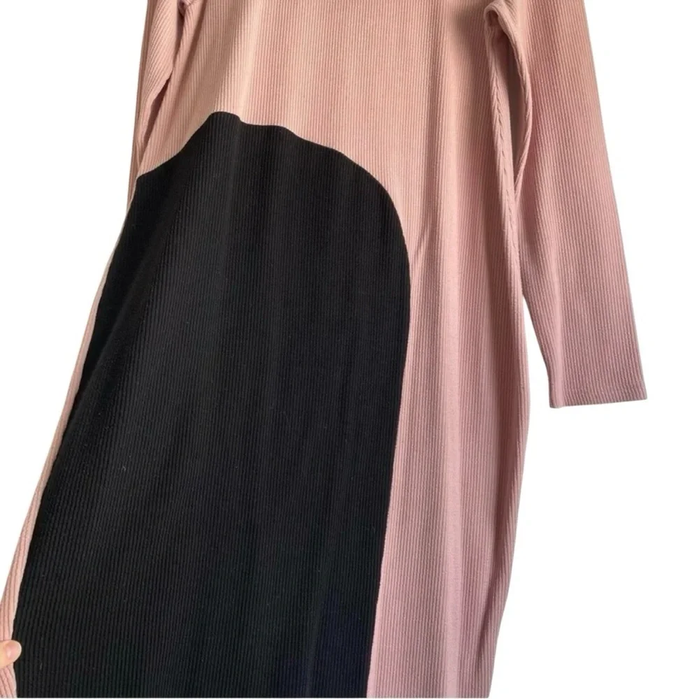 MADYSON Pink Ribbed Long Sleeve Dress Size 16 Teen Girl Below Knee Length / Midi